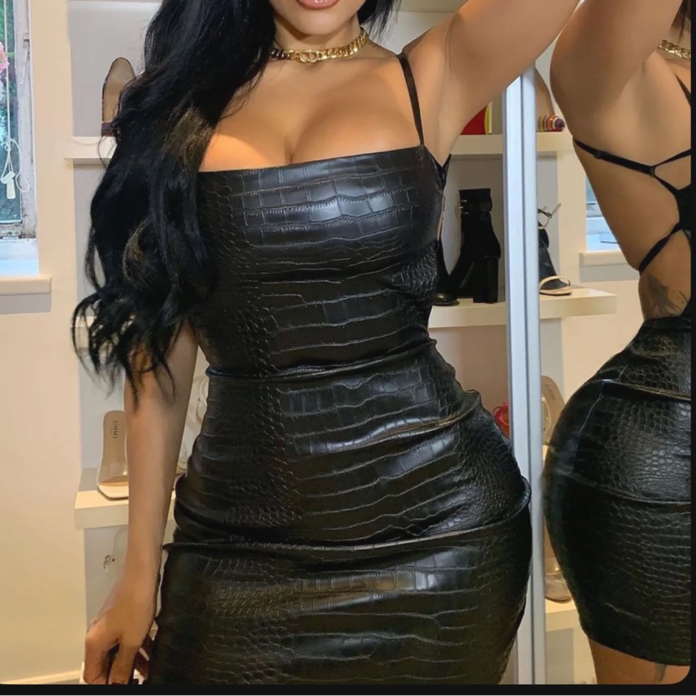Faux Leather Mini Dress
